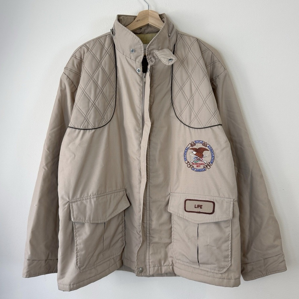 Vintage NRA Member Shooting Hunting Insulated Zip Up Coat Jacket - Large